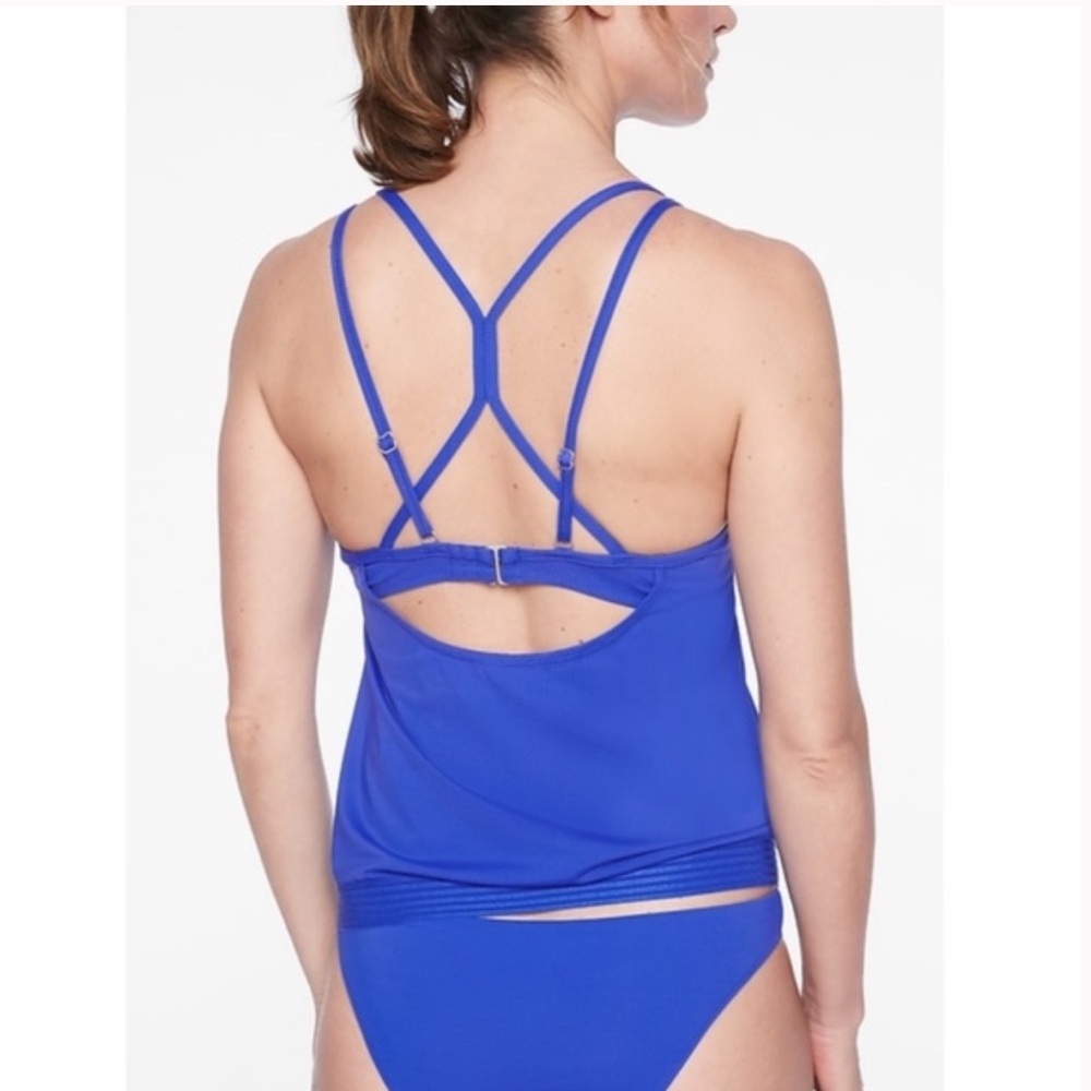 Athleta 38D/DD Blousy Underwire strappy Blue Women's Swim Top